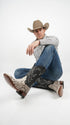 Natural Python Square Toe Boots