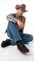 Men’s Los Altos Black Matte Pirarucu Wide Square Toe Cowboy Boots, Genuine Exotic Western Boots
