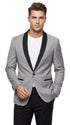 Men’s Light Grey Dinner Jacket with Black Shawl Lapel, Formal Tuxedo Evening Blazer