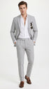 Men’s Navy Seersucker 2 Piece Summer Suit, Modern Fit Lightweight Wedding Dress Suit