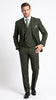 Men’s Olive Windowpane Plaid Suit, 2 Button Formal Suit with Double Breasted Vest