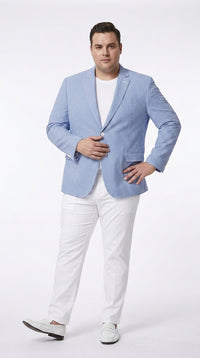 Men’s Carolina Blue Seersucker Sport Coat, Two Button Lightweight Summer Blazer