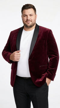 Men’s Burgundy Velvet Dinner Jacket, Designer Black Satin Shawl Lapel Tuxedo Blazer for Weddings, Prom and Formal Events