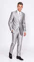 Men’s Silver Shiny Sharkskin Suit – 2 Button Peak Lapel Formal Suit with Flat Front Pants for Wedding, Prom & Party