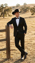 Mens 1 Button Western Cowboy Wedding Tuxedo Black