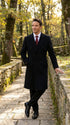Men’s Black Full Length Double Breasted Wool Overcoat, Formal Winter Topcoat