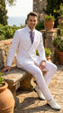 Men’s White Classic Double Breasted Poplin Suit, Formal Two Piece Wedding Dress Suit