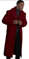 Mens Overcoat With Fur Collar - Burgundy Topcoat - Maroon Wool fabric Long Coat