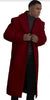Mens Overcoat With Fur Collar - Burgundy Topcoat - Maroon Wool fabric Long Coat