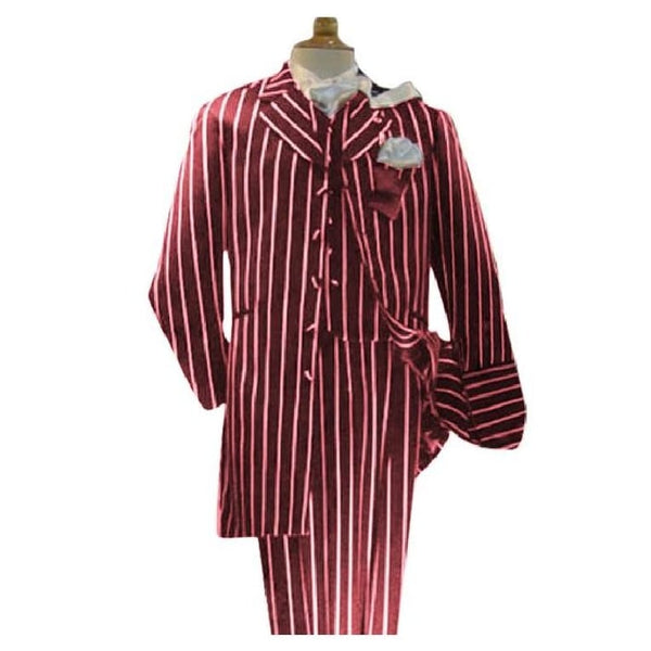 Maroon White Alberto Nardoni Poly Poplin Suit