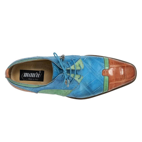 Mens Mauri Stephen Tri Color Alligator Dress Shoe in Blue|Green|Cognac