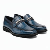 Men's Mauri Casual Alligator Loafers Blue Metal Bit Debonair