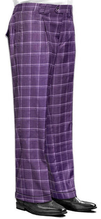 Statement Mens Purple Plaid Wool Wide Leg Pants