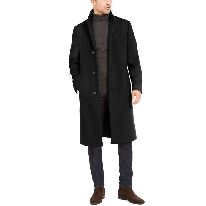 Mens Columbia Classic-Fit Black Overcoat Classic-fit – OvercoatUSA