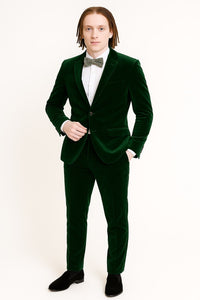 Men’s Emerald Green Velvet Suits – Slim Fit Tuxedo for Weddings, Prom, and Red Carpet Events
