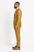 Men's Gold Floral Brocade Three-Piece Suit with Vest and Bow Tie