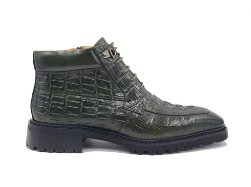 Men's Lace-up Boots Alligator Embossed - Carrucci Shoes