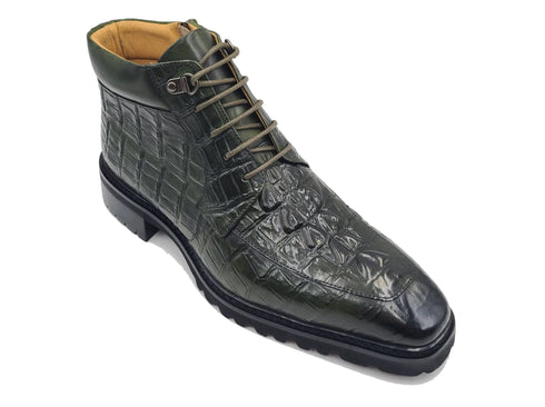 Men's Lace-up Boots Alligator Embossed