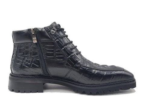 Men's Lace-up Boots Alligator Embossed