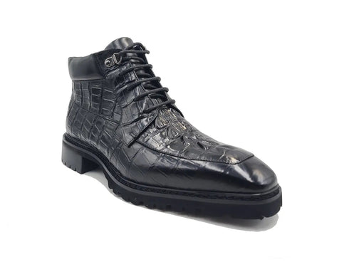 Men's Lace-up Boots Alligator Embossed