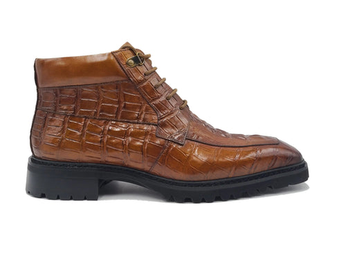 Men's Lace-up Boots Alligator Embossed - Carrucci Shoes