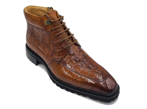 Men's Lace-up Boots Alligator Embossed