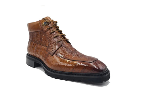 Men's Lace-up Boots Alligator Embossed