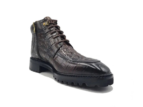 Men's Lace-up Boots Alligator Embossed