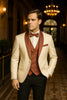 Men's White and Rose Gold Tuxedo with Mauve Satin Vest and Bow Tie – Elegant Formalwear for Weddings and Events