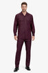 Mens Luxury Burgundy Wool Two-Piece Leisure Walking Suit