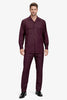 Mens Luxury Burgundy Wool Two-Piece Leisure Walking Suit