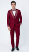 Men's Burgundy and White Embellished Tuxedo Suit – Slim Fit 3-Piece Formal Wedding, Prom, and Gala Outfit