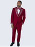 Men's Burgundy and White Embellished Tuxedo Suit – Slim Fit 3-Piece Formal Wedding, Prom, and Gala Outfit