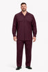 Mens Luxury Burgundy Wool Two-Piece Leisure Walking Suit