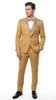 Men's Gold Embellished Tuxedo Suit + Bowtie – Slim Fit Jacket, Vest and Tailored Pants