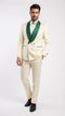 Men's Ivory and Emerald Green Jacquard Tuxedo Suit + Bowtie – 3-Piece Formal Wedding, Prom, and Gala Outfit