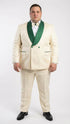 Men's Ivory and Emerald Green Jacquard Tuxedo Suit + Bowtie – 3-Piece Formal Wedding, Prom, and Gala Outfit