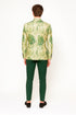 Men’s Ivory and Green Suit Floral Embroidered Tuxedo Jacket with Black Satin Lapel – Designer Blazer for Weddings With Hutner Green Pants
