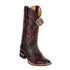 Men's King Exotic Ostrich Leg Boots With Rubber Sole & Saddle Square Toe Black Cherry (48230518)