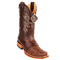 Men's King Exotic Ostrich Square Toe Boots With Saddle Handmade Brown (48170307)