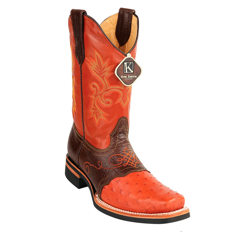 Men's King Exotic Boots Genuine Leather Square Toe Handcrafted Cognac (48152703) main image 0
