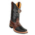 Men's King Exotic Square Toe Ostrich Boots Rubber Sole & Saddle Black (48160305)