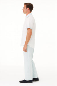 Men’s Sky Blue Two-Piece Short Sleeve Shirt and Pants Set – Casual Summer Outfit