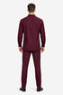 Mens Luxury Burgundy Wool Two-Piece Leisure Walking Suit