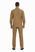 Mens Luxury Caramel Wool Two-Piece Leisure Walking Suit