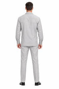 Mens Luxury Grey Wool Two-Piece Leisure Walking Suit