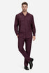 Mens Luxury Burgundy Wool Two-Piece Leisure Walking Suit