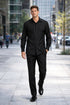 Mens Luxury Black Wool Two-Piece Leisure Walking Suit