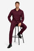 Mens Luxury Burgundy Wool Two-Piece Leisure Walking Suit