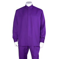 Men's 2 piece Sets long sleeve mandarin collar casual set in purple